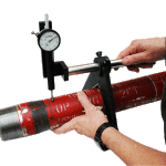 Saddle Gage SG 8001 on part - Pipe Straightness Gages